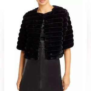 BCBGMAXAZRIA Faux Fur Shrug Black Size S Like New